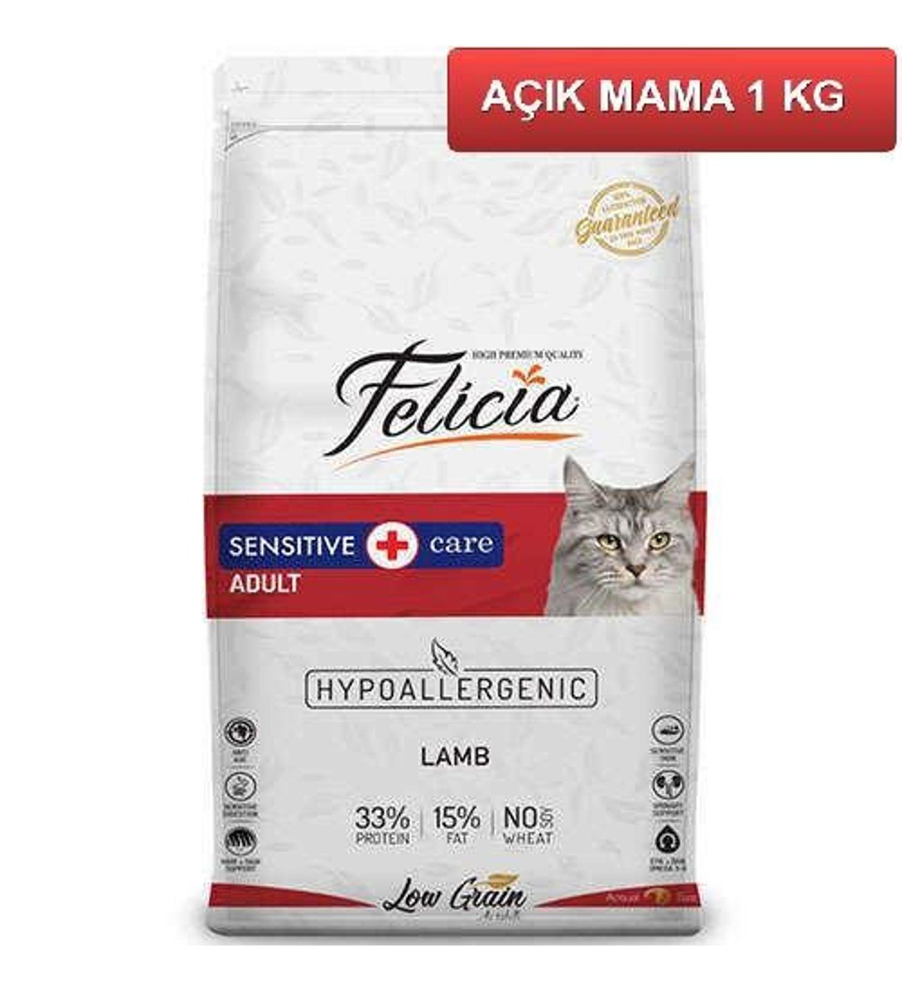 Felicia Kuzu Etli Yetişkin Kedi Maması 1 kg Paketten Bölme