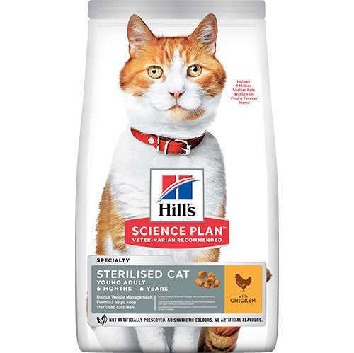 Hills Young Adult Sterilised Kısırlaştırılmış Tavuklu Kedi Maması 1,5Kg