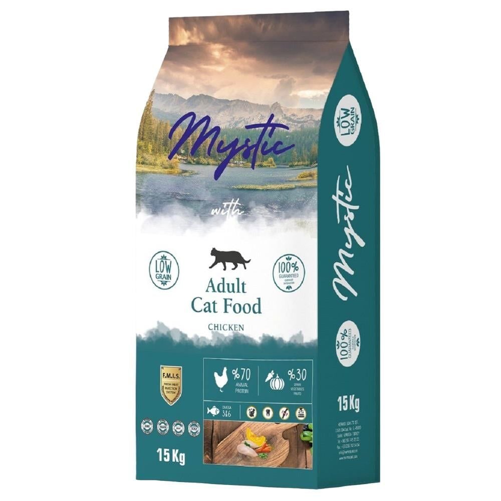 Mystic Az Tahıllı Yetişkin Kedi Maması Tavuklu 15 kg