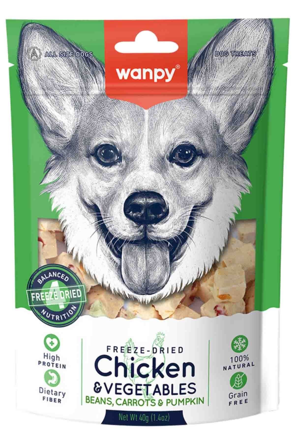 Wanpy Tavuk ve Sebzeli Dondurularak Kurutulmuş Köpek Ödül Maması 40gr