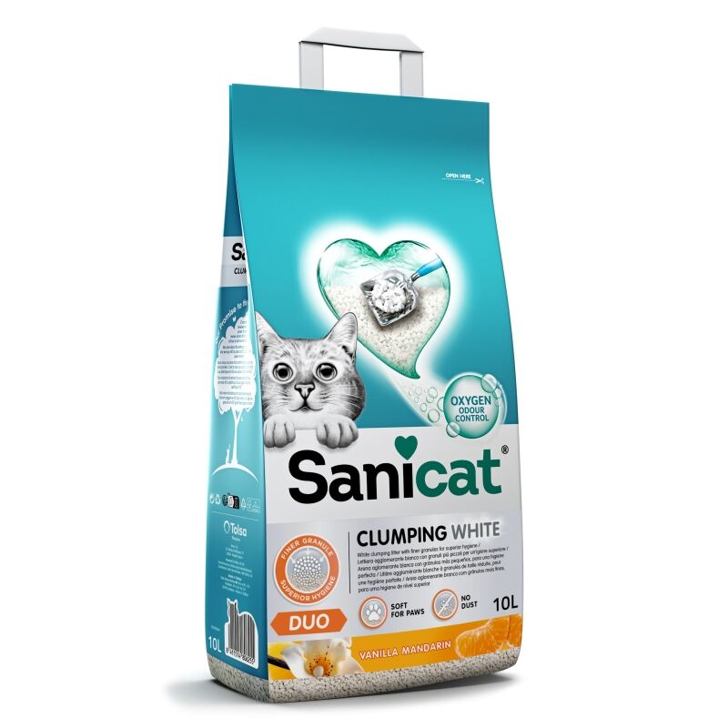 Sanicat Duo Mandalina Vanilya Kokulu Topaklaşan Kedi Kumu 10Lt