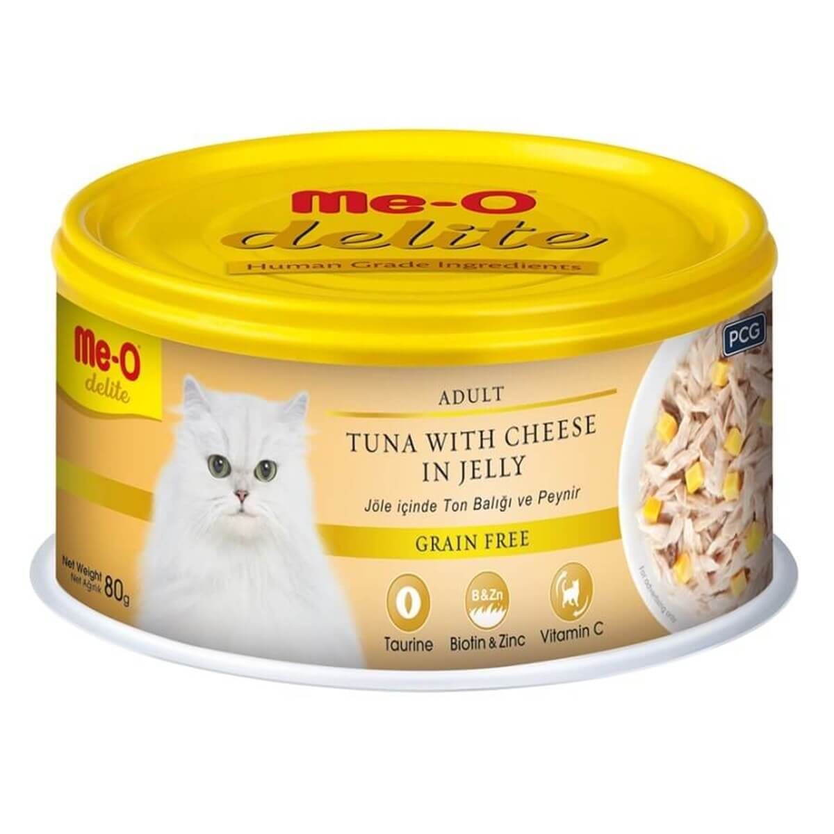 ME-O Delite Tahılsız Ton ve Peynirli Jelly Kedi Konservesi 80gr