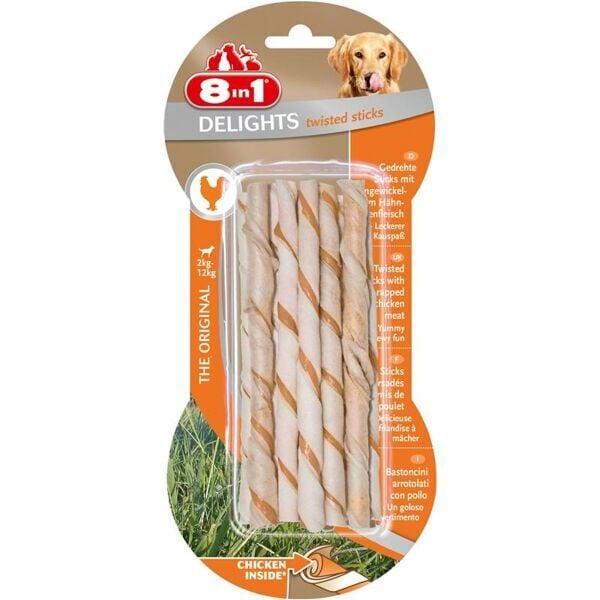 8in1 Delights Bones Ağız Bakımı için Burgu Çubuk 55gr (10'lu)