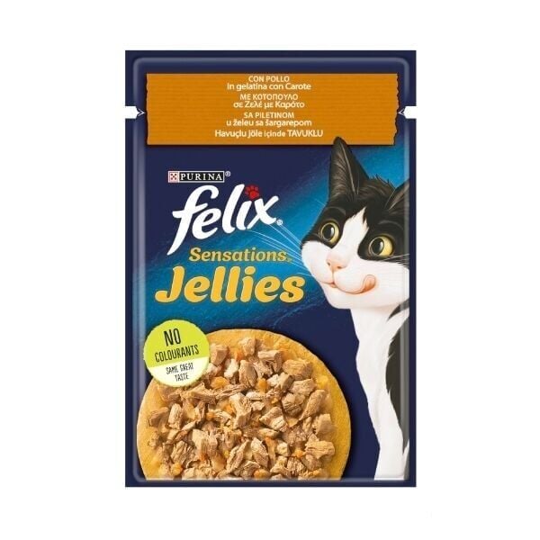 Felix Pouch Jöle İçinde Tavuklu ve Havuçlu Yetişkin Kedi Konservesi 85gr