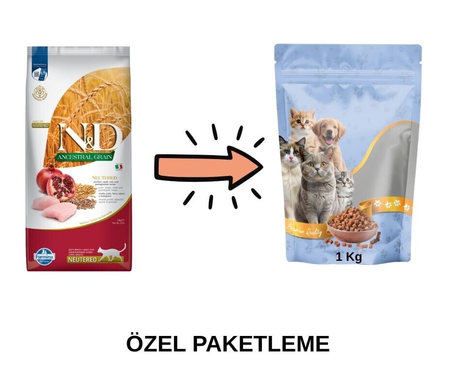 N&D Tavuklu-Narlı Kısır Kedi Maması Paketten Bölme Doypack 1 Kg