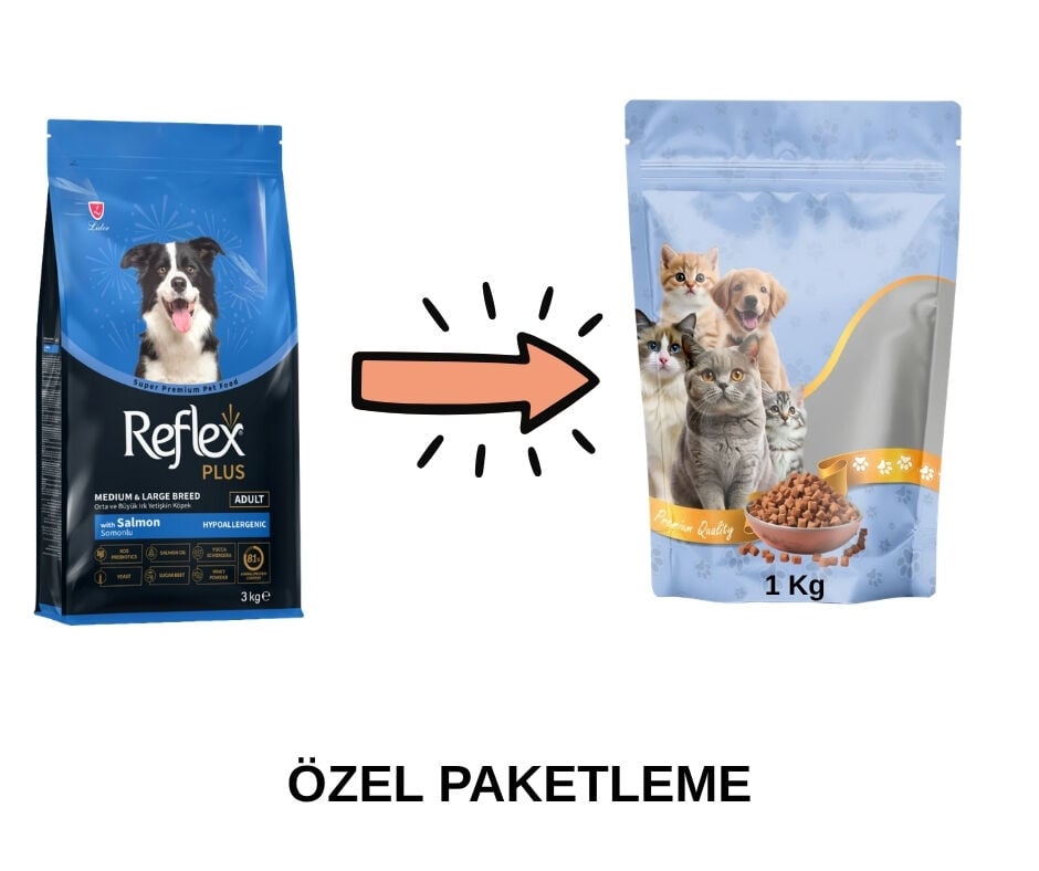 Reflex Plus Orta ve Büyük Irk Somonlu Yetişkin Köpek Maması Paketten Bölme Doypack 1 Kg