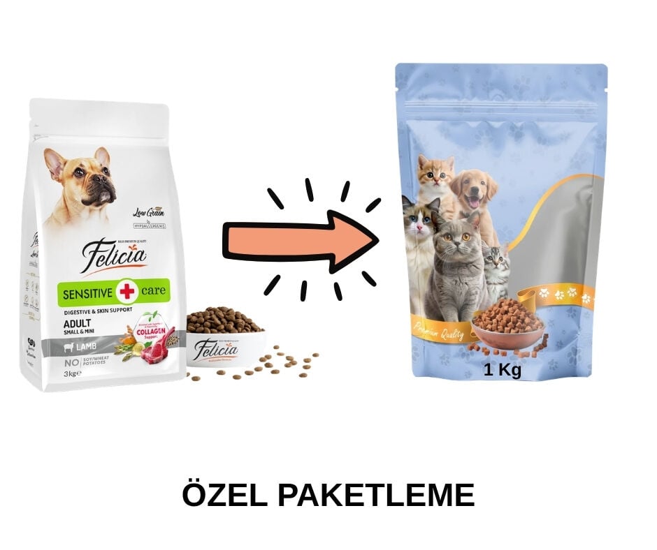 Felicia Hipoalerjenik Kuzulu ve Pirinçli Küçük Irk Düşük Tahıllı Yetişkin Köpek Maması Paketten Bölme Doypack 1 Kg