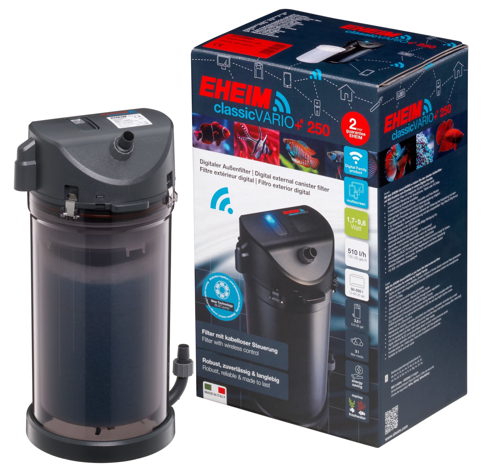 EHEIM 2214 classicVARIO+e 250 Dış Filtre Musluklu
