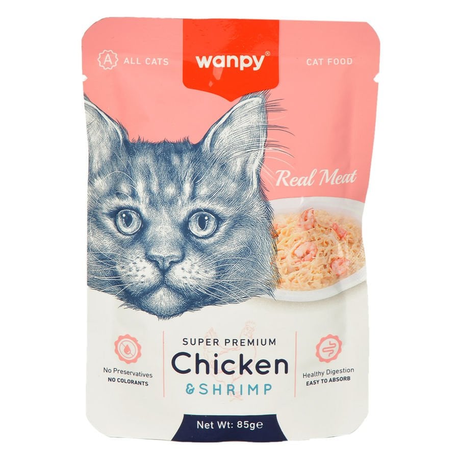 Wanpy Pouch Tavuklu & Karidesli Yaş Kedi Maması 85 gr