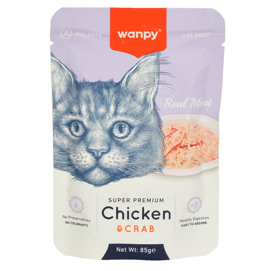 Wanpy Pouch Tavuklu & Yengeçli Yaş Kedi Maması 85 gr