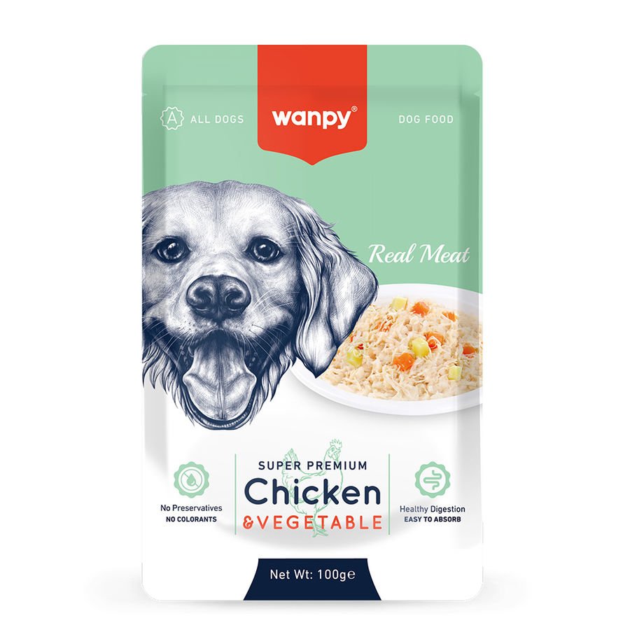 Wanpy Pouch Tavuk&Sebze Yaş Köpek Maması 100gr