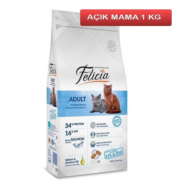 Felicia Somonlu Yetişkin Kedi Maması 1 kg Paketten Bölme