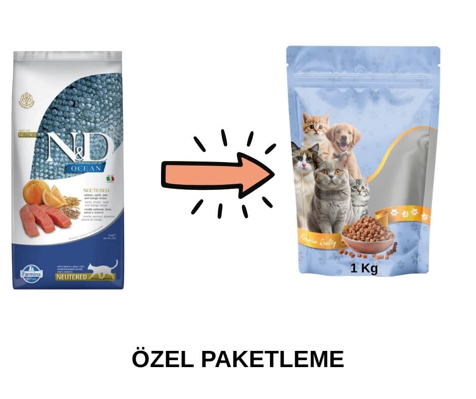 N&D Somon-Portakal Kısır Kedi Maması Paketten Bölme Doypack 1 Kg