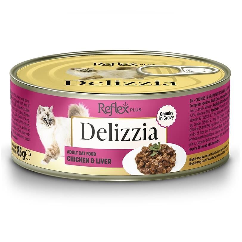 Reflex Plus Delizzia Tavuklu Ciğerli Parça Etli Kedi Konservesi 85 Gr